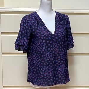 Rebecca Taylor Aster floral silk top size 0